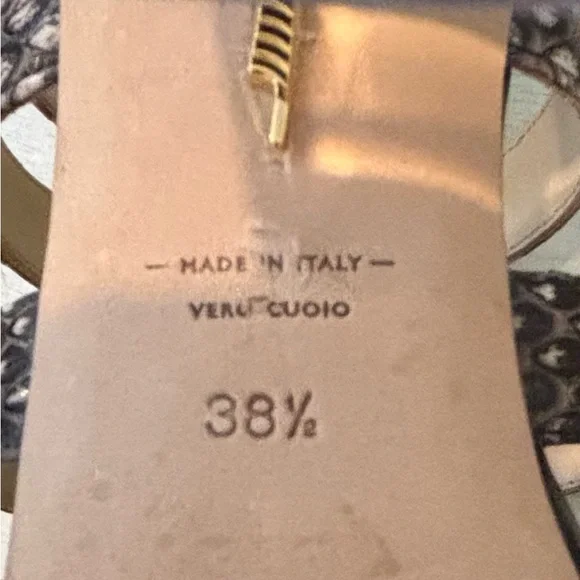 🤩 Modern VTG Maiyet of Italy Elaphe Multi Strap Black & Gold Strappy Sandal 38.5 - Picture 10 of 12